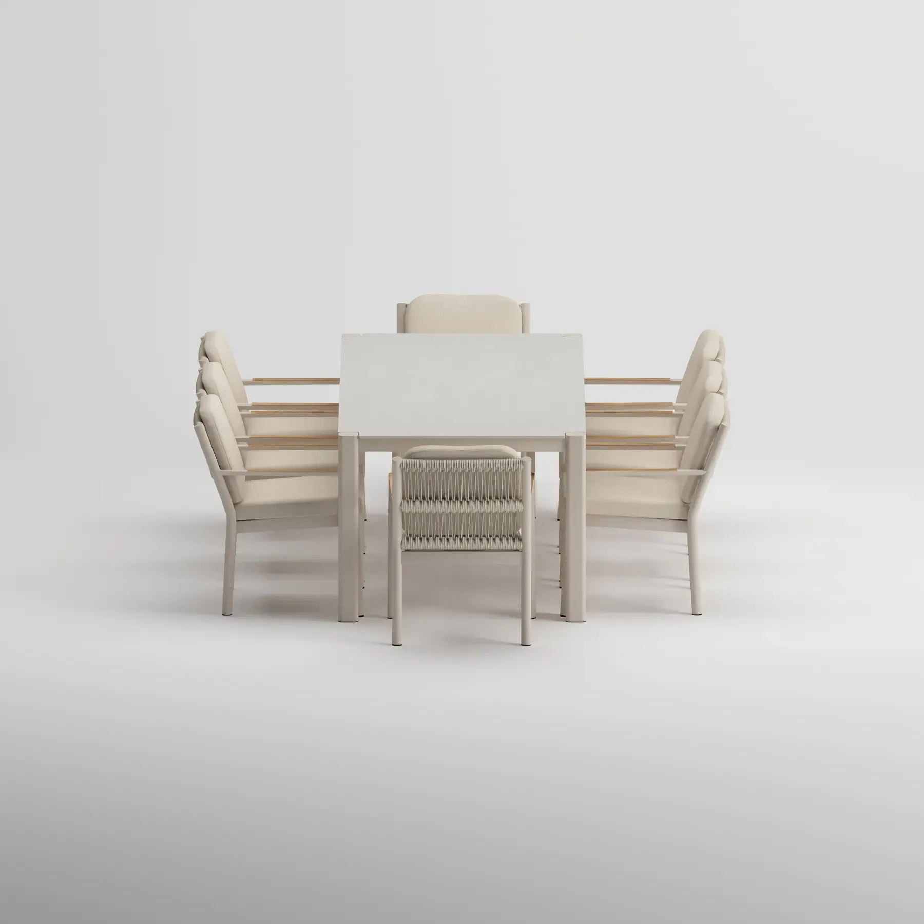 ORVON Table & NOREL Armchair Dining Set | Latte