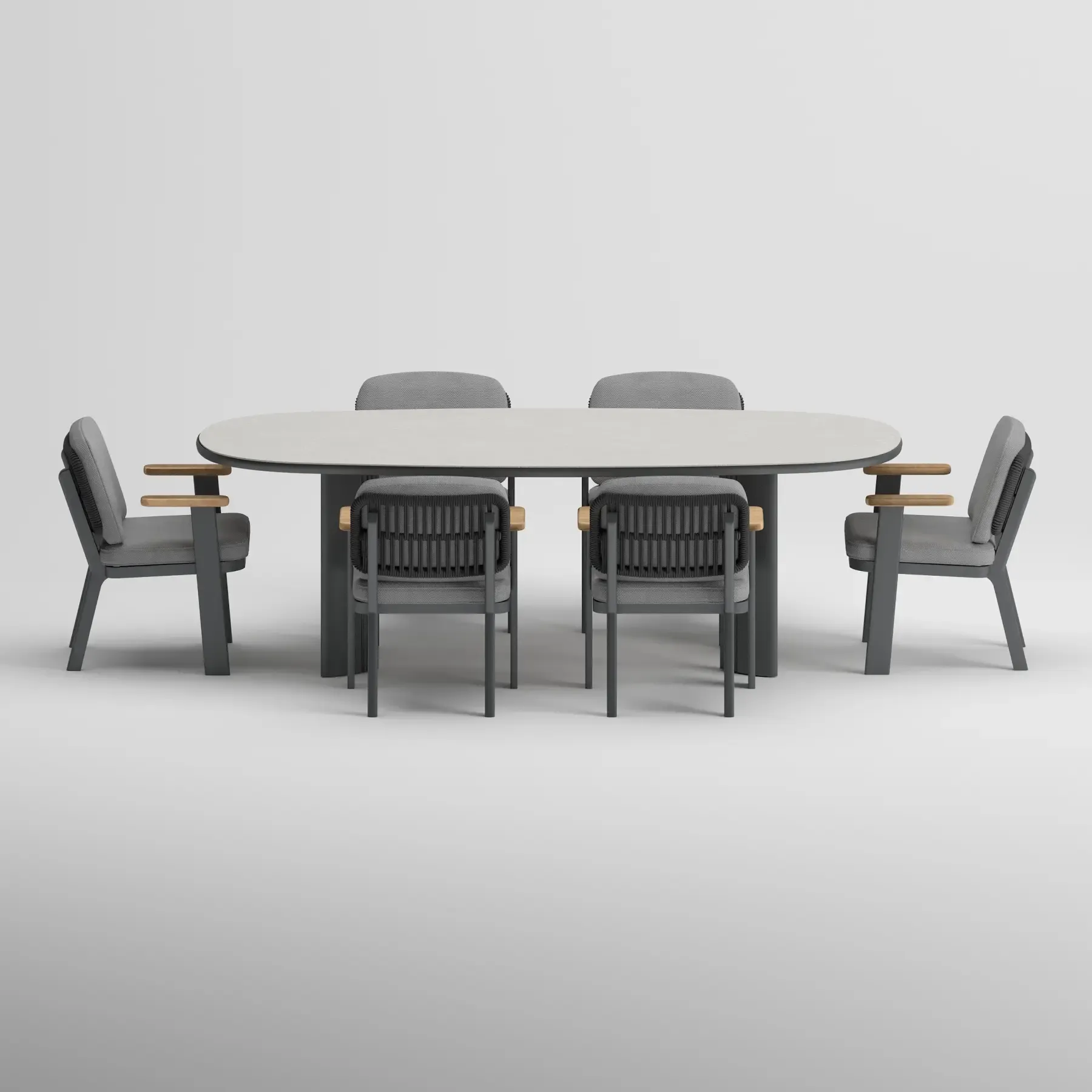 TIDE Table & SKY Armchair Dining Set | Anthracite