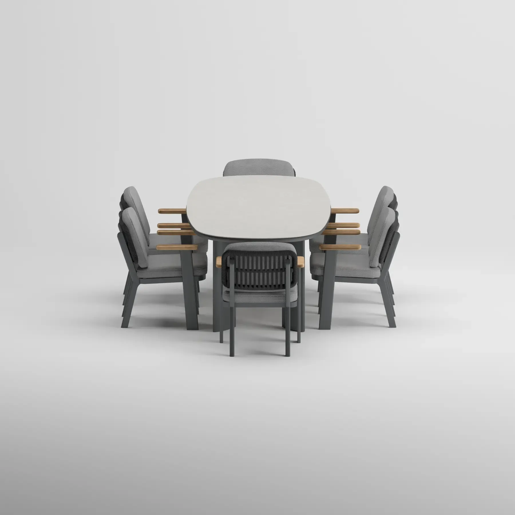 TIDE Table & SKY Armchair Dining Set | Anthracite