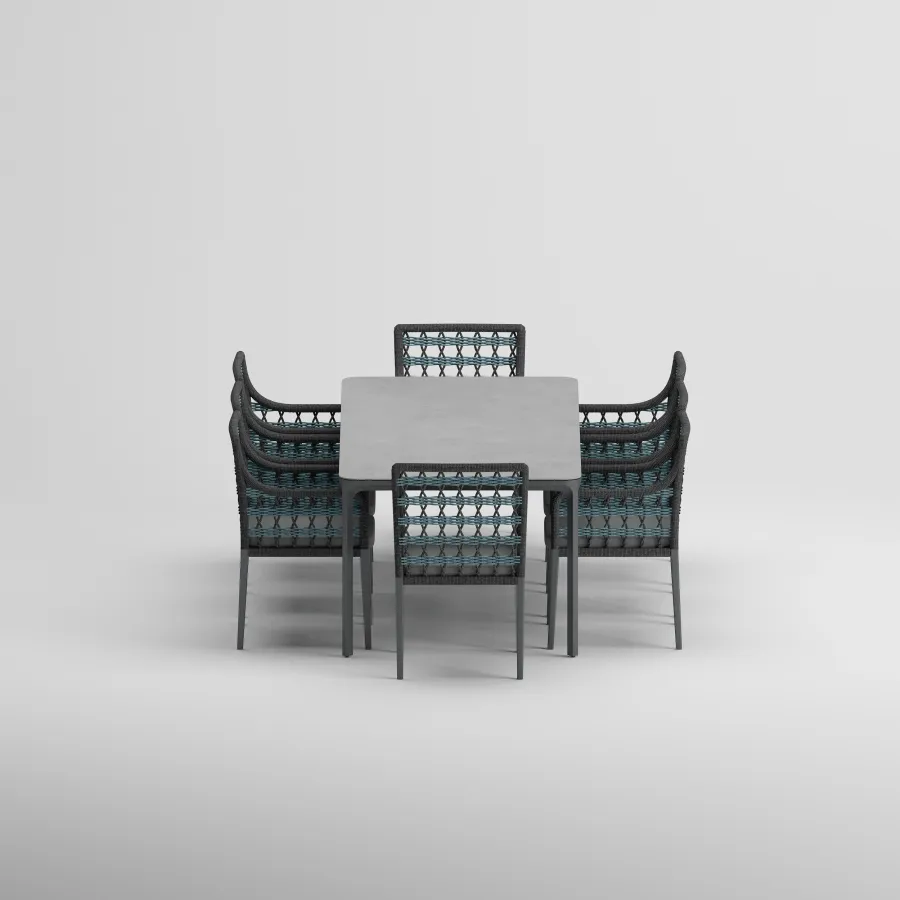 FARO Table & SKY Armchair Dining Set | Anthracite