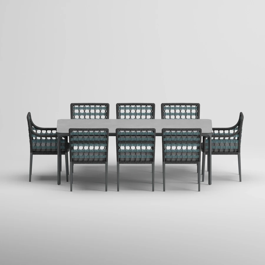 FARO Table & SKY Armchair Dining Set | Anthracite