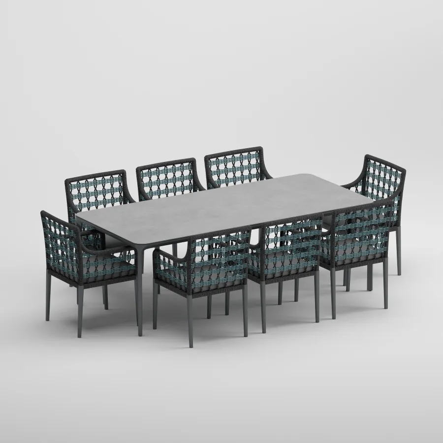 FARO Table & SKY Armchair Dining Set | Anthracite