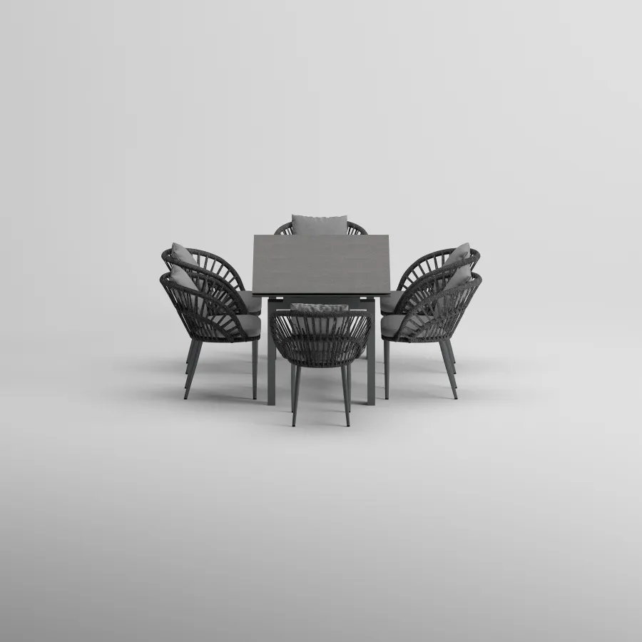 MOTTO Table & NEED Armchair Dining Set | Anthracite