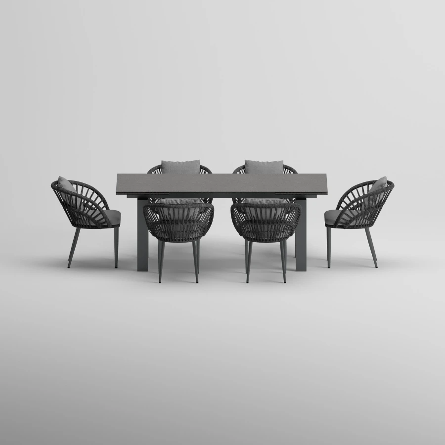 MOTTO Table & NEED Armchair Dining Set | Anthracite