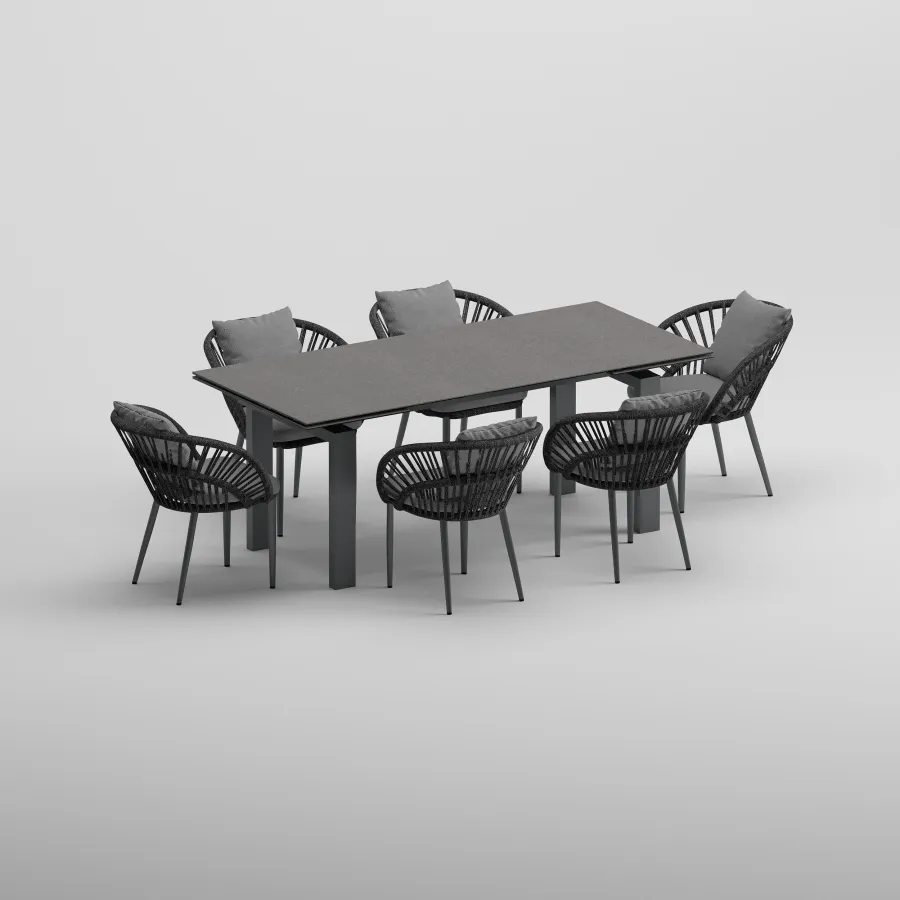 MOTTO Table & NEED Armchair Dining Set | Anthracite
