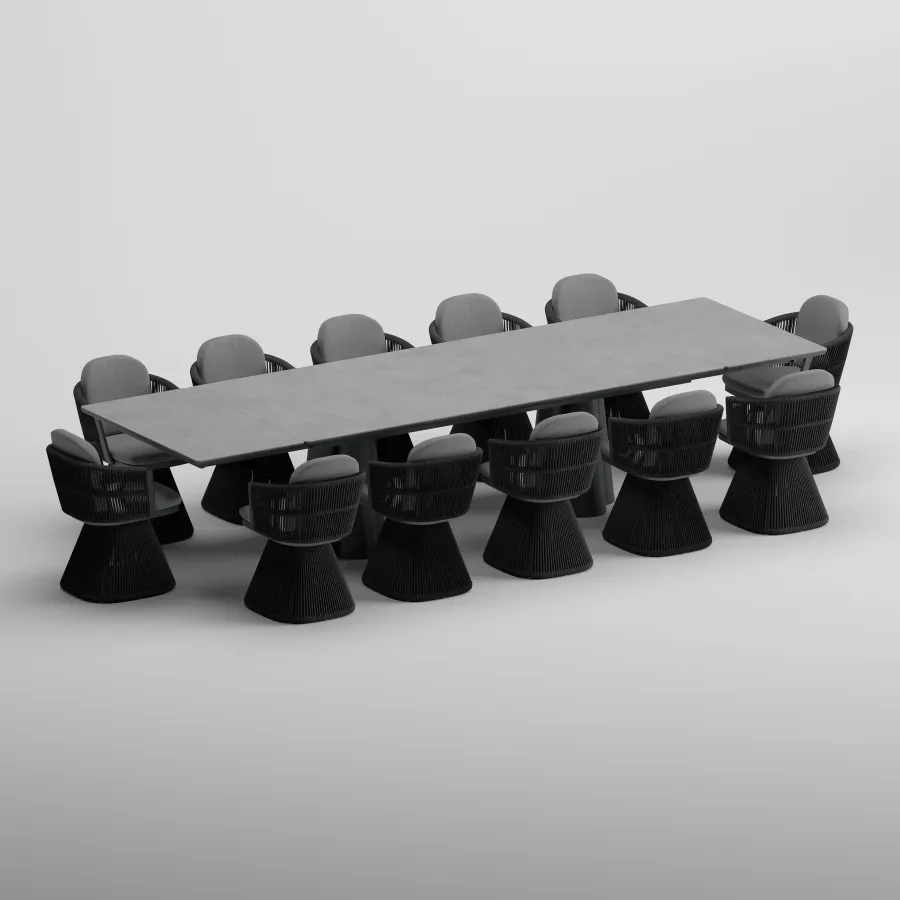 CLOVER Table & CAEN 360 Armchair Dining Set | Anthracite
