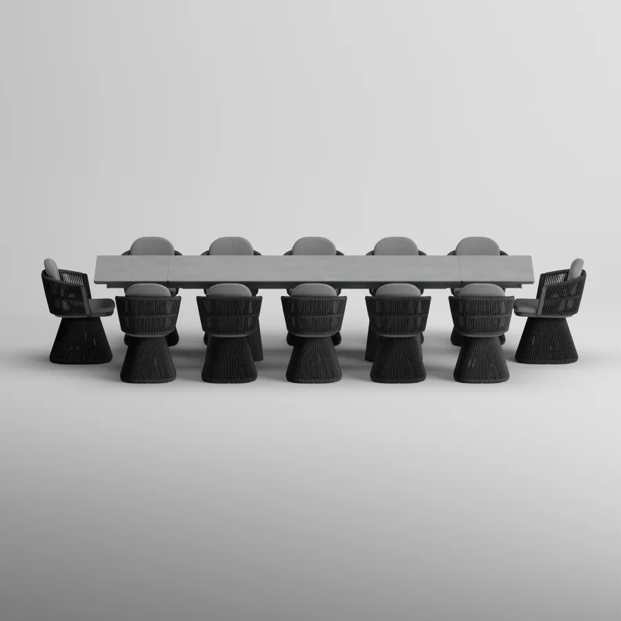 CLOVER Table & CAEN 360 Armchair Dining Set | Anthracite