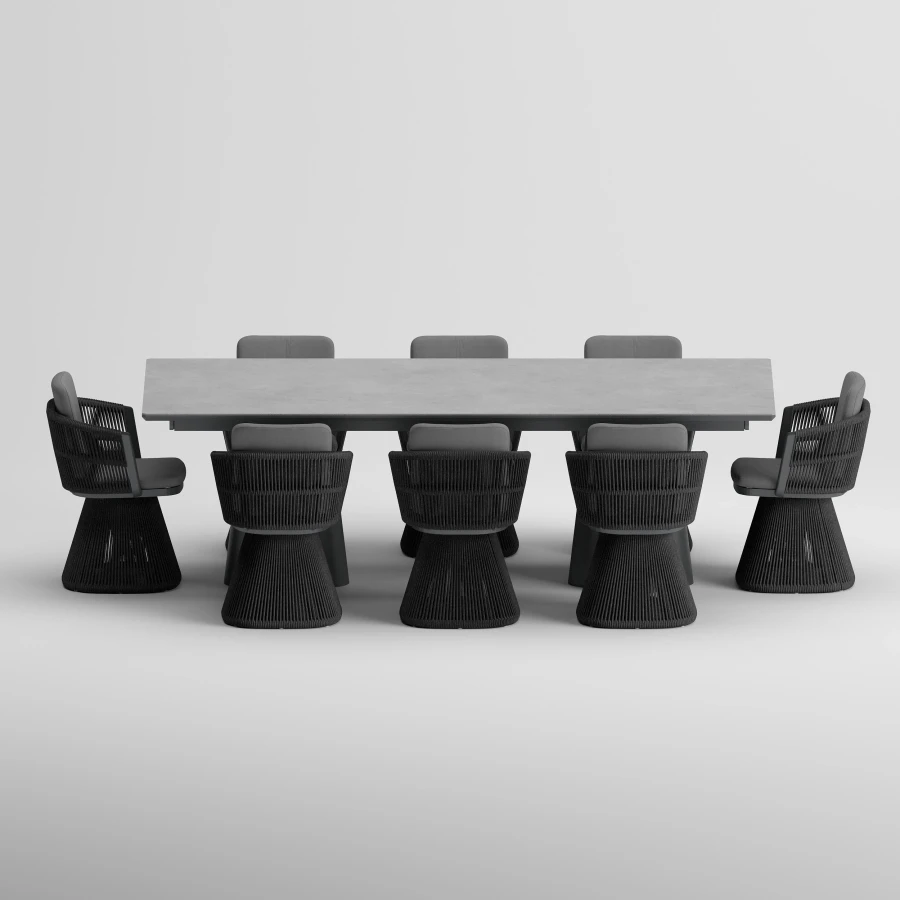 CLOVER Table & CAEN 360 Armchair Dining Set | Anthracite