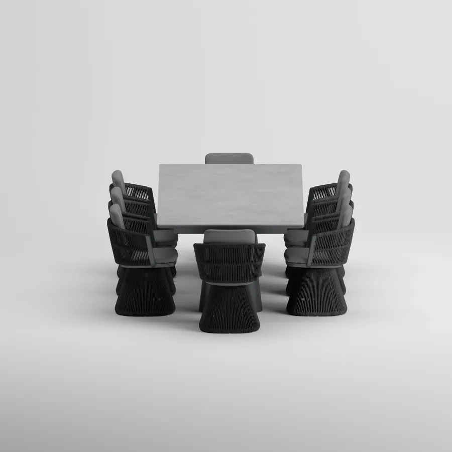 CLOVER Table & CAEN 360 Armchair Dining Set | Anthracite