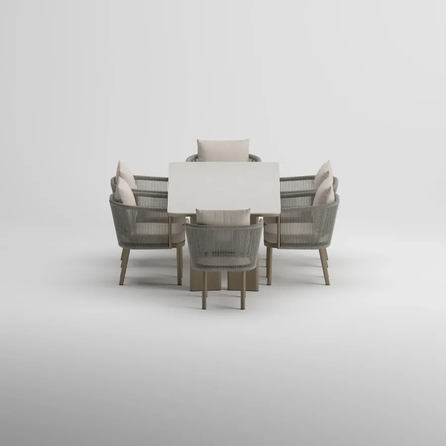 CORA Table & CORA Armchair Dining Set | Taupe