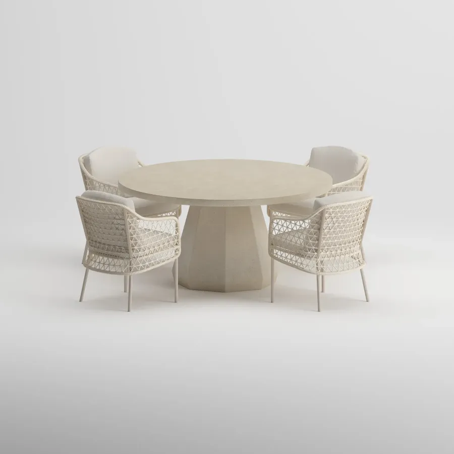 LUNA Q140 Table & PUCCINI Armchair Dining Set | Frozen