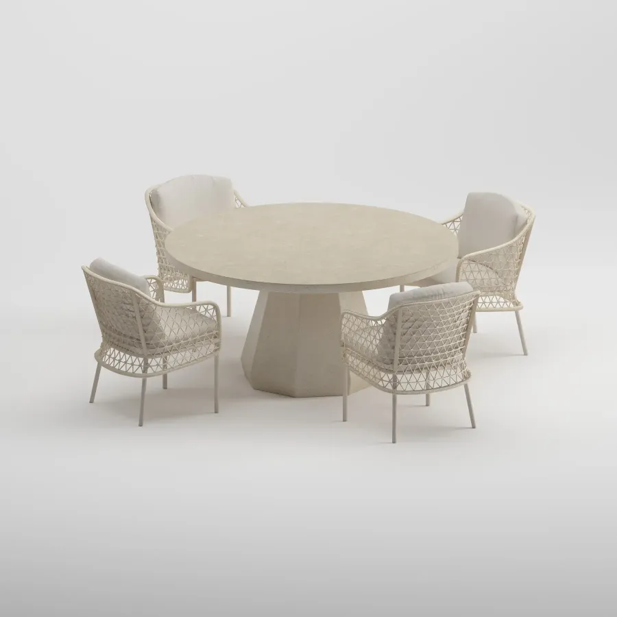 LUNA Q140 Table & PUCCINI Armchair Dining Set | Frozen