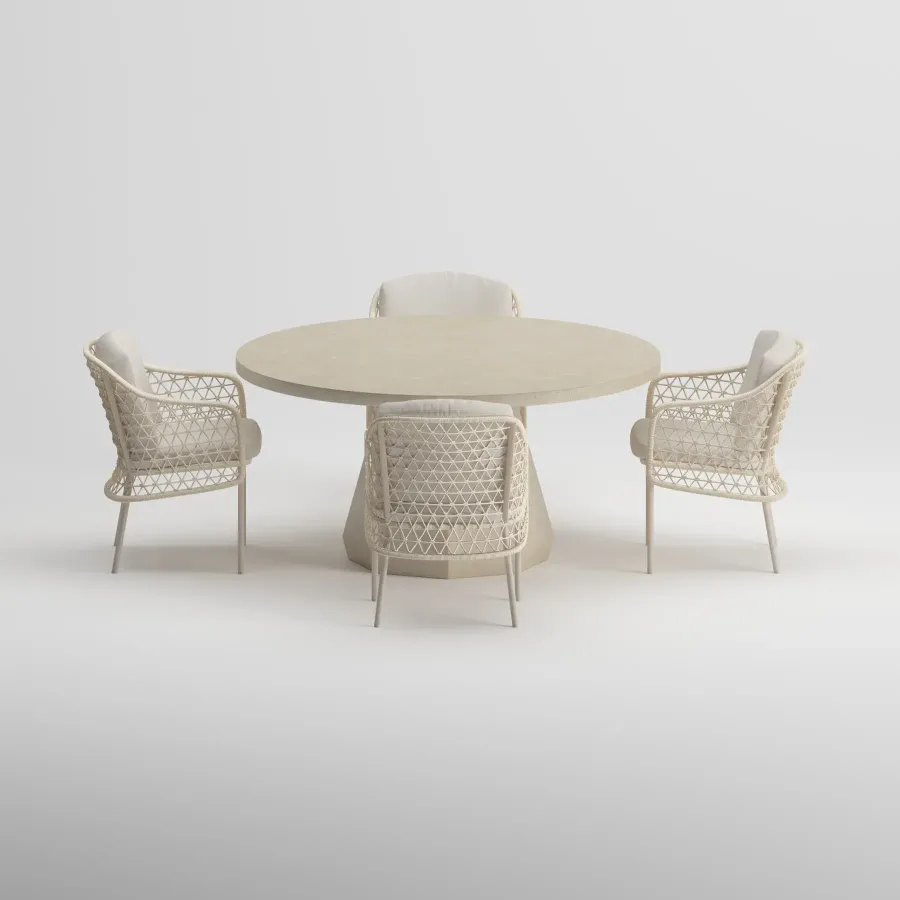LUNA Q140 Table & PUCCINI Armchair Dining Set | Frozen
