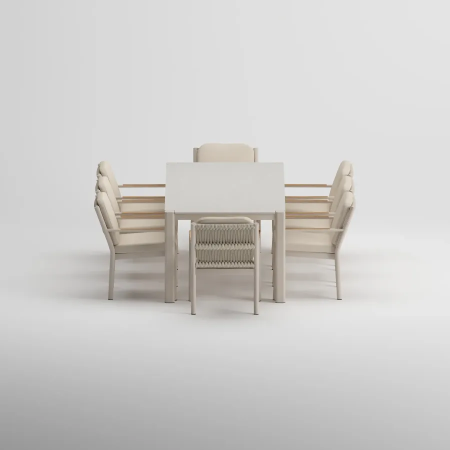 ORVON Table & NOREL Armchair Dining Set | Latte
