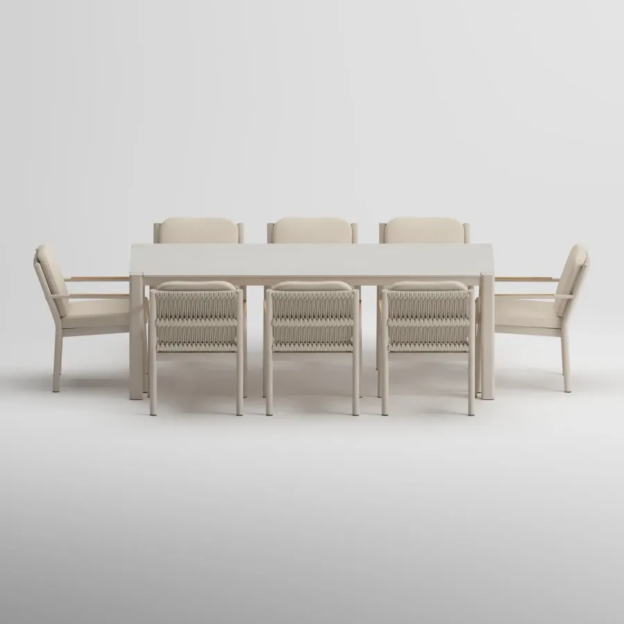 ORVON Table & NOREL Armchair Dining Set | Latte