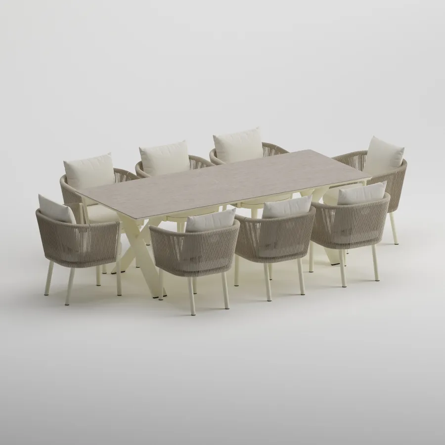SYLVA Table & CORA Armchair Dining Set | Frozen