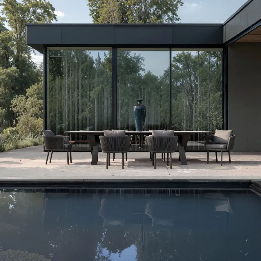SYLVA Table & CORA Armchair Dining Set | Anthracite