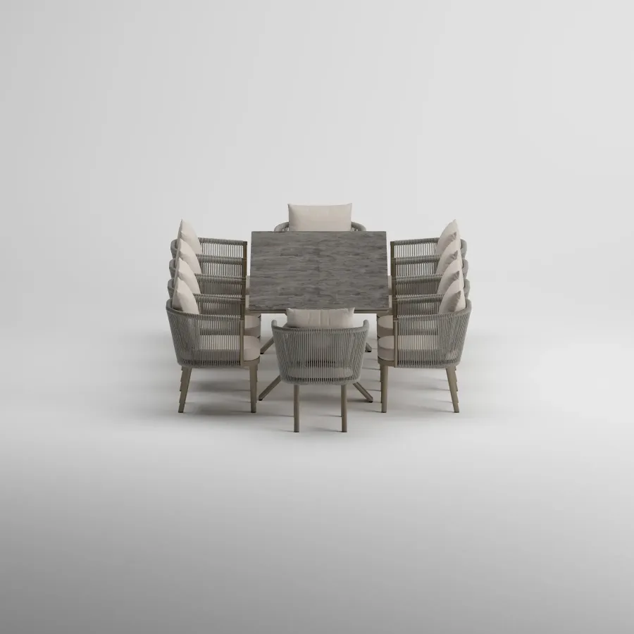 SYLVA Table & CORA Armchair Dining Set | Taupe