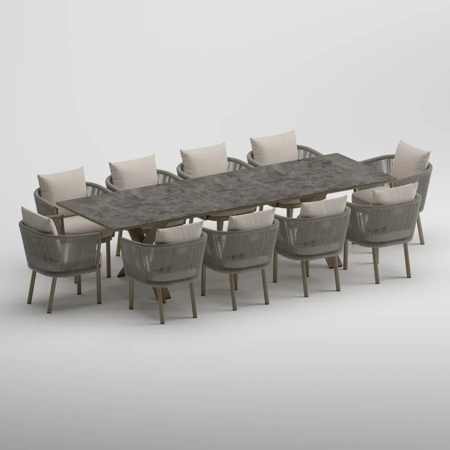 SYLVA Table & CORA Armchair Dining Set | Taupe