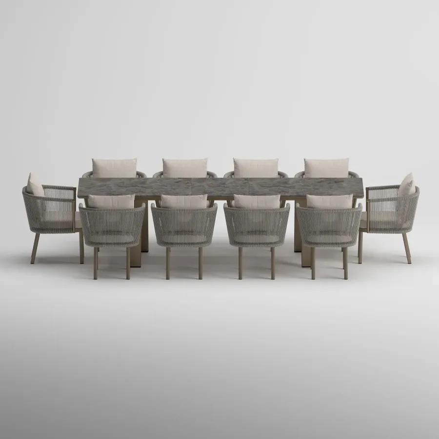 SYLVA Table & CORA Armchair Dining Set | Taupe