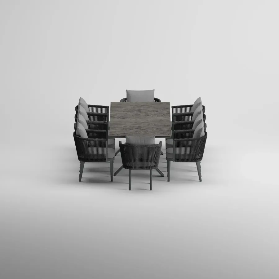 SYLVA Table & CORA Armchair Dining Set | Anthracite