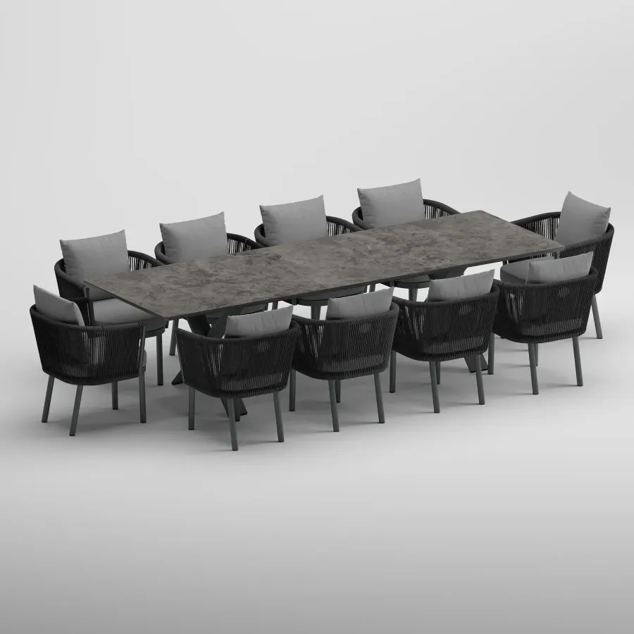 SYLVA Table & CORA Armchair Dining Set | Anthracite