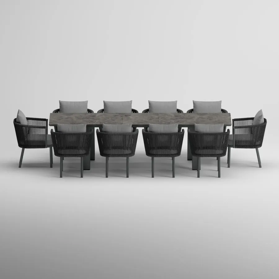 SYLVA Table & CORA Armchair Dining Set | Anthracite