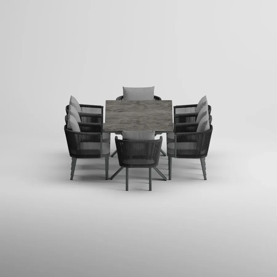 SYLVA Table & CORA Armchair Dining Set | Anthracite