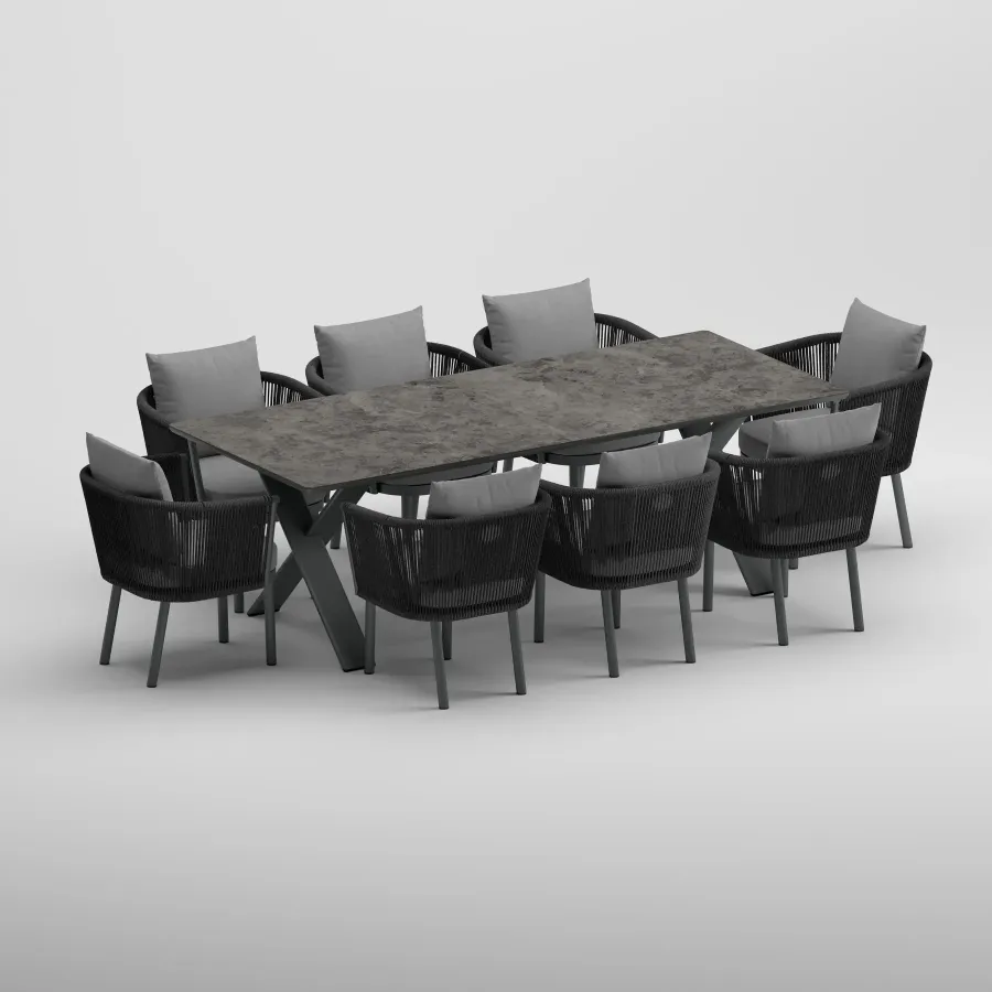 SYLVA Table & CORA Armchair Dining Set | Anthracite