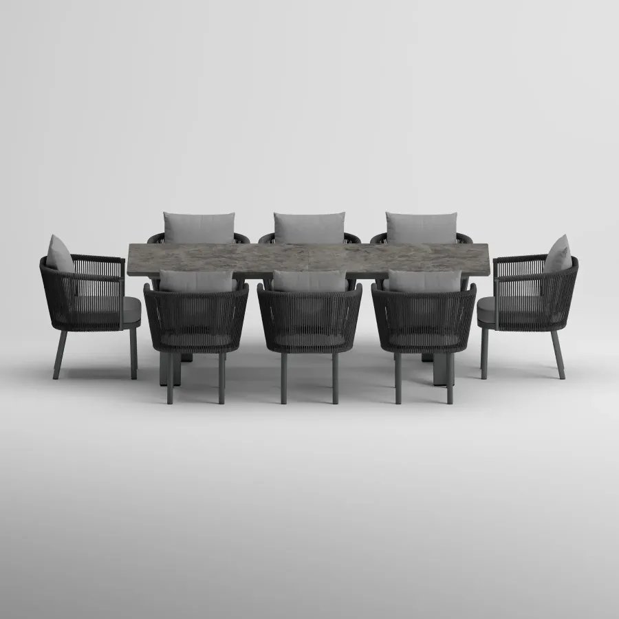 SYLVA Table & CORA Armchair Dining Set | Anthracite
