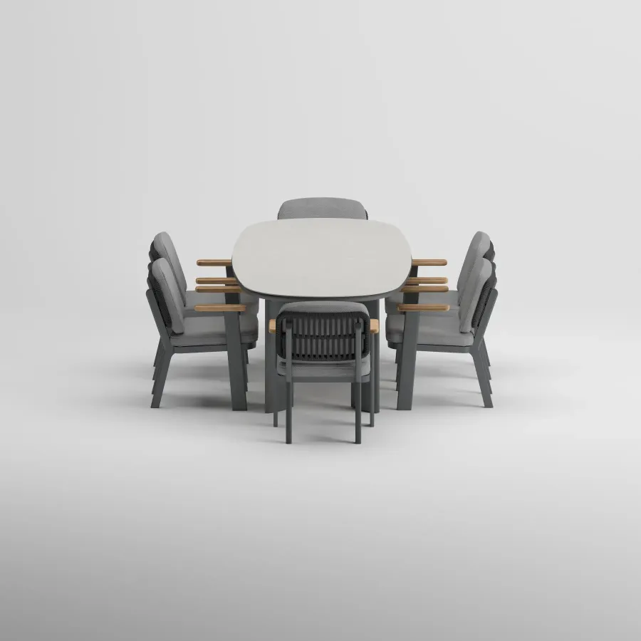 TIDE Table & SKY Armchair Dining Set | Anthracite
