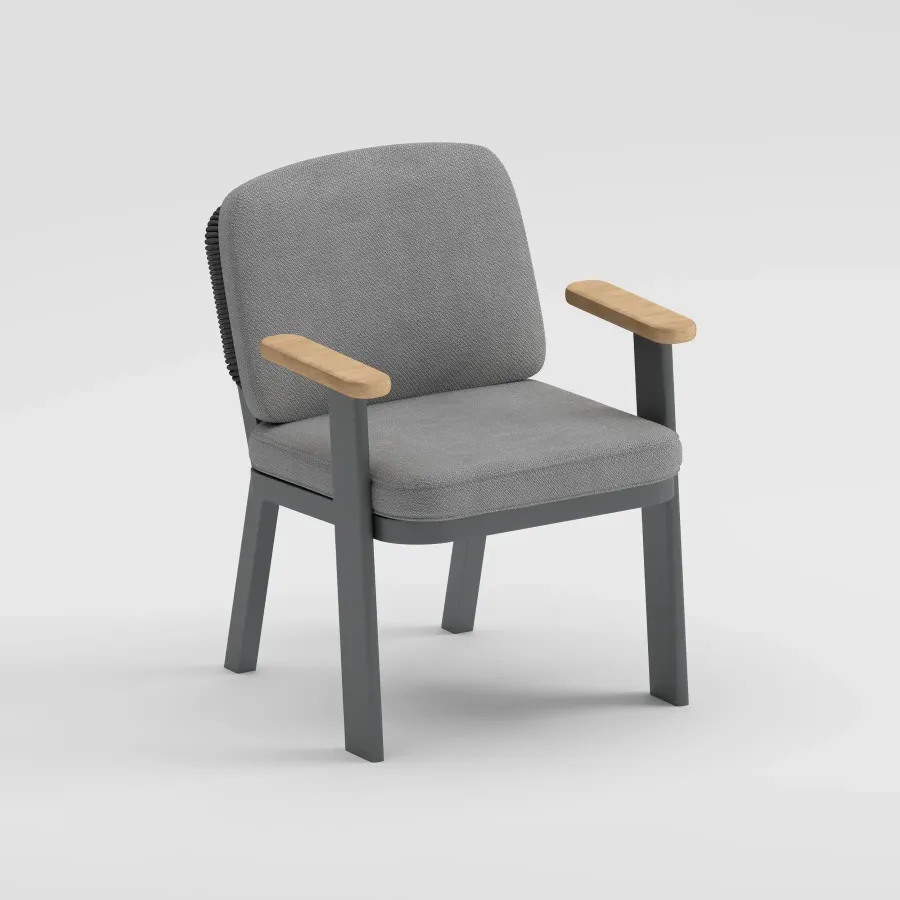 TIDE Table & SKY Armchair Dining Set | Anthracite