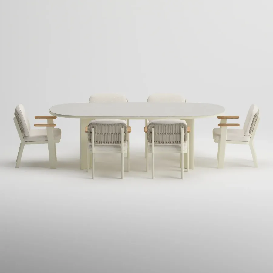 TIDE Table & SKY Armchair Dining Set | Frozen