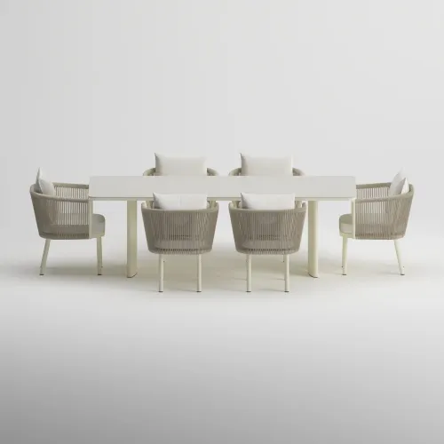 CORA Table & CORA Armchair Dining Set | Frozen