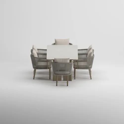 CORA Table & CORA Armchair Dining Set | Taupe