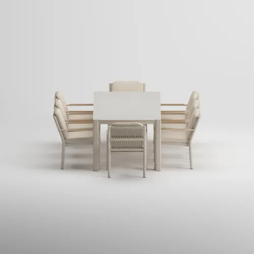 ORVON Table & NOREL Armchair Dining Set | Latte