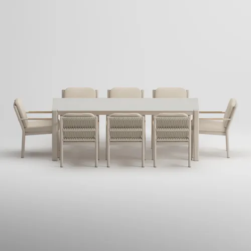 ORVON Table & NOREL Armchair Dining Set | Latte