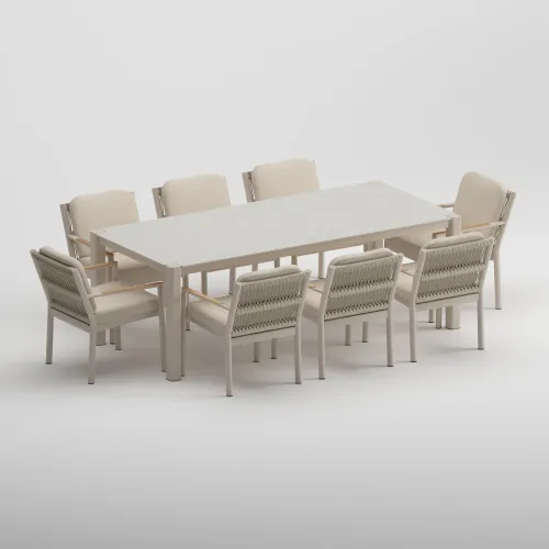 ORVON Table & NOREL Armchair Dining Set | Latte