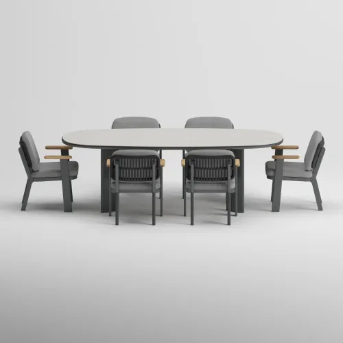 TIDE Table & SKY Armchair Dining Set | Anthracite