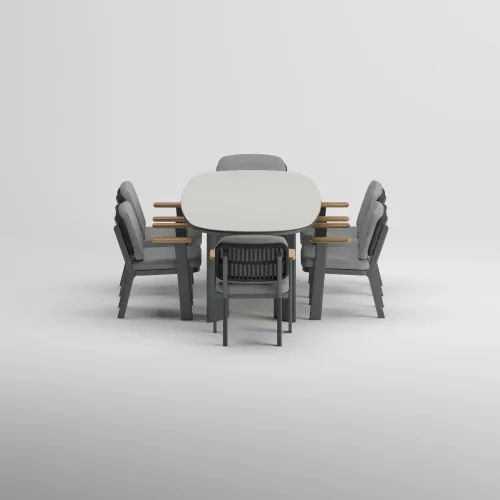TIDE Table & SKY Armchair Dining Set | Anthracite