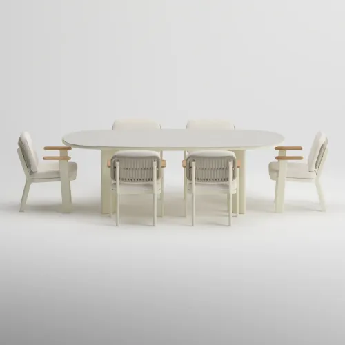 TIDE Table & SKY Armchair Dining Set | Frozen