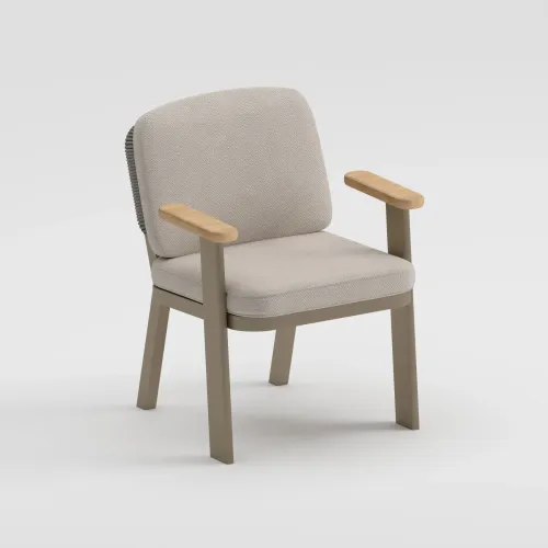 TIDE Table & SKY Armchair Dining Set | Taupe